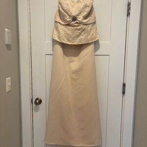 Ivory lace and slipper satin gown size 14 with bolero jacket